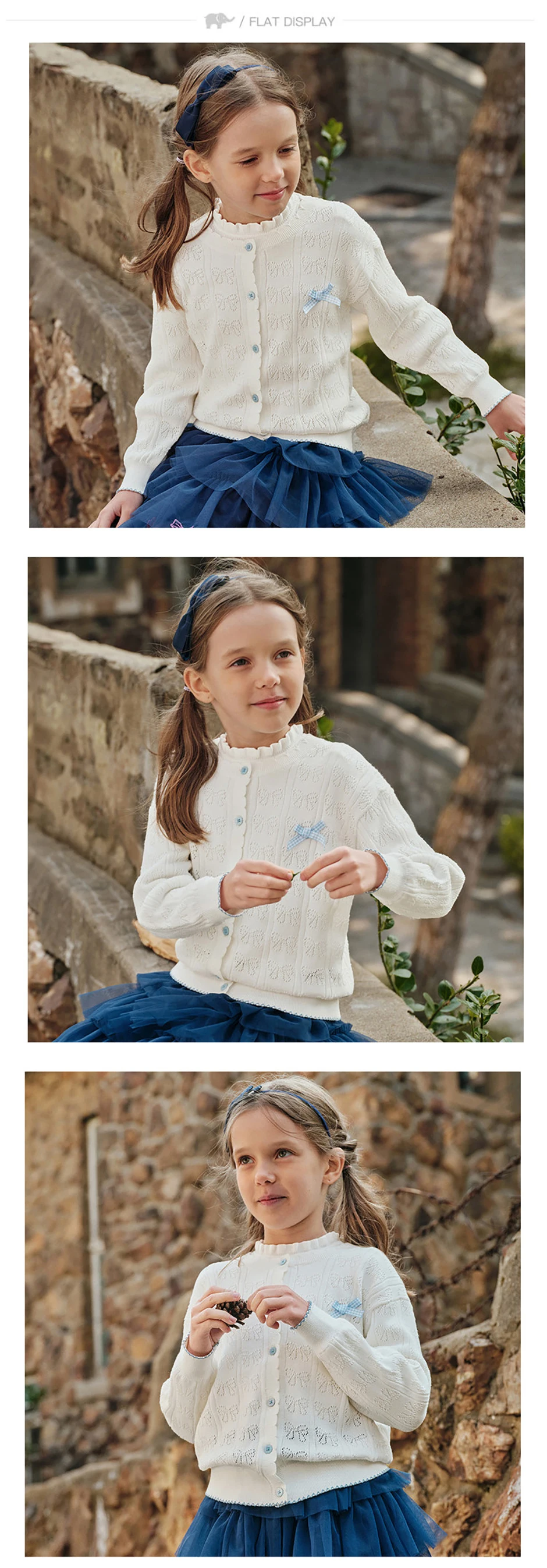 Dave Bella Gilrs Spring Autumn Cardigan Sweater Winter Knitted Cotton Sweater Children Outerwear Kids Clothes DK1260419