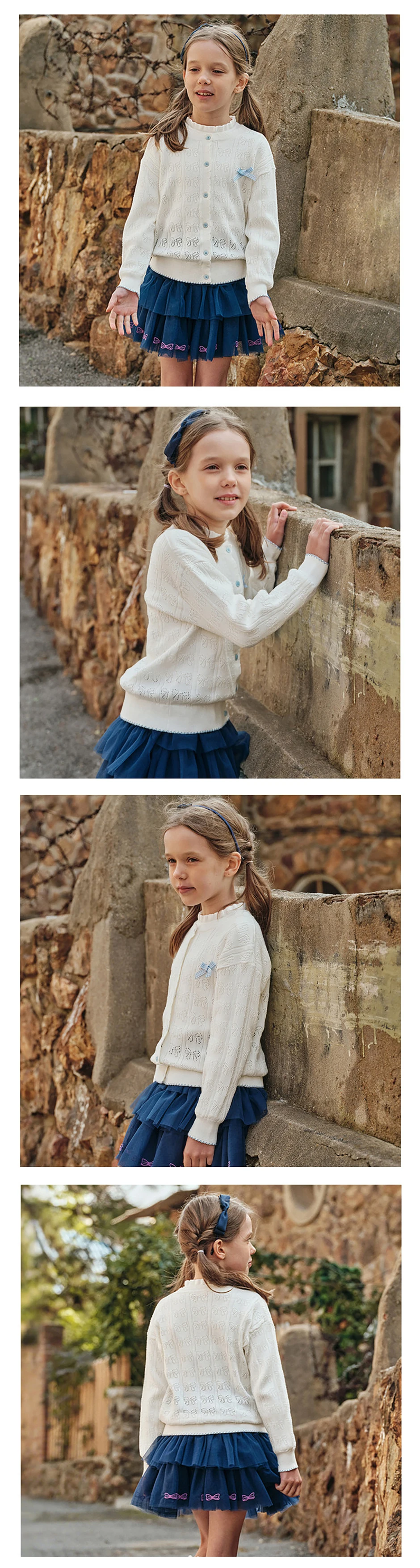 Dave Bella Gilrs Spring Autumn Cardigan Sweater Winter Knitted Cotton Sweater Children Outerwear Kids Clothes DK1260419