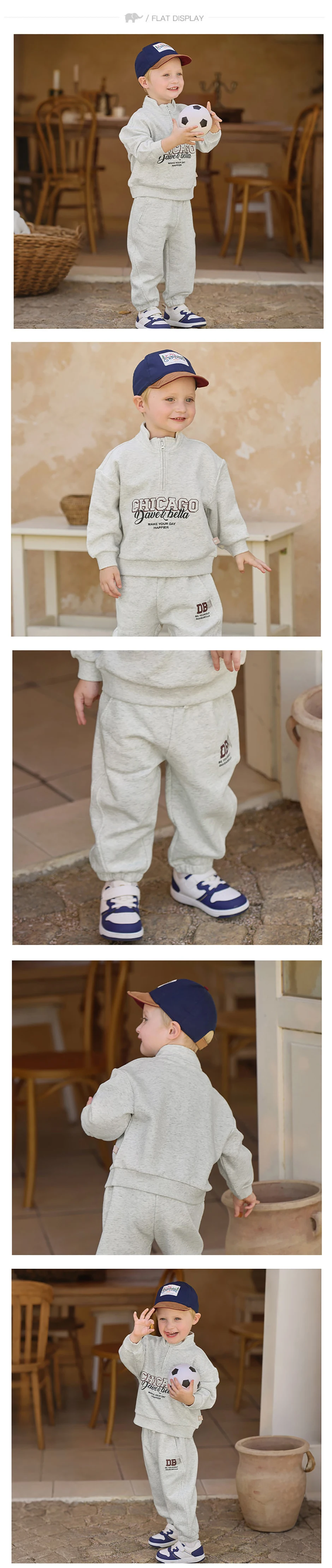 Dave Bella Boys Sports Set Autumn Spring Top Pullover Pant Two Piece Suit Children Printed Soft Fashion Outdoor Casual DB3263587