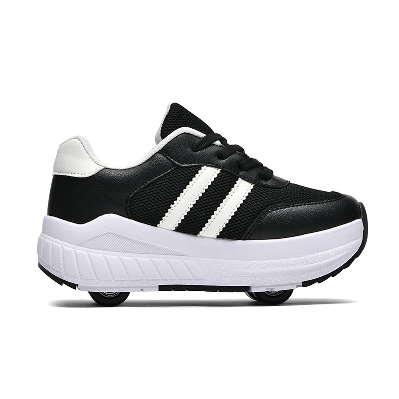 Ultra Light Kids Roller Skate Shoes with 4 Removable Wheels Breathable Outdoor Sneakers for Boys & Girls Fashion Walking Shoes