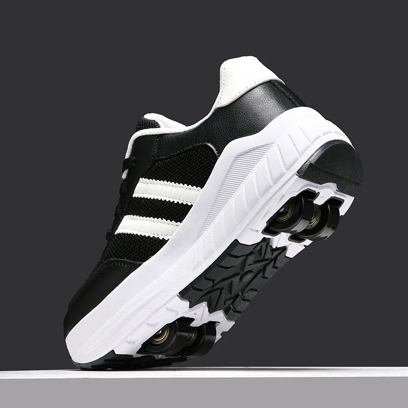 Ultra Light Kids Roller Skate Shoes with 4 Removable Wheels Breathable Outdoor Sneakers for Boys & Girls Fashion Walking Shoes