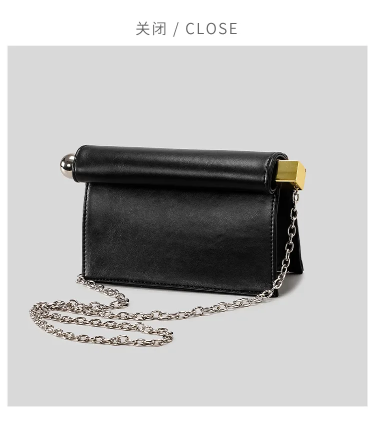 Fashion Roll Edge Foldable Clutch Bag 2026 New Large Metallic Silver Evening Party Ladies Shoulder Handbag