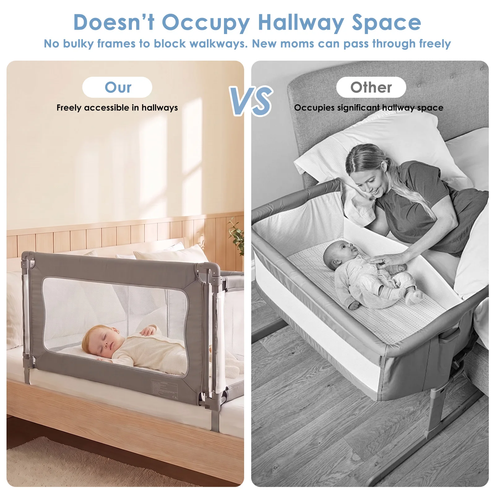 Baby bassinets bedside sleeper, co sleeping bed for baby, for co sleeper for baby in bed, Portable Crib, breathable and visible mesh window