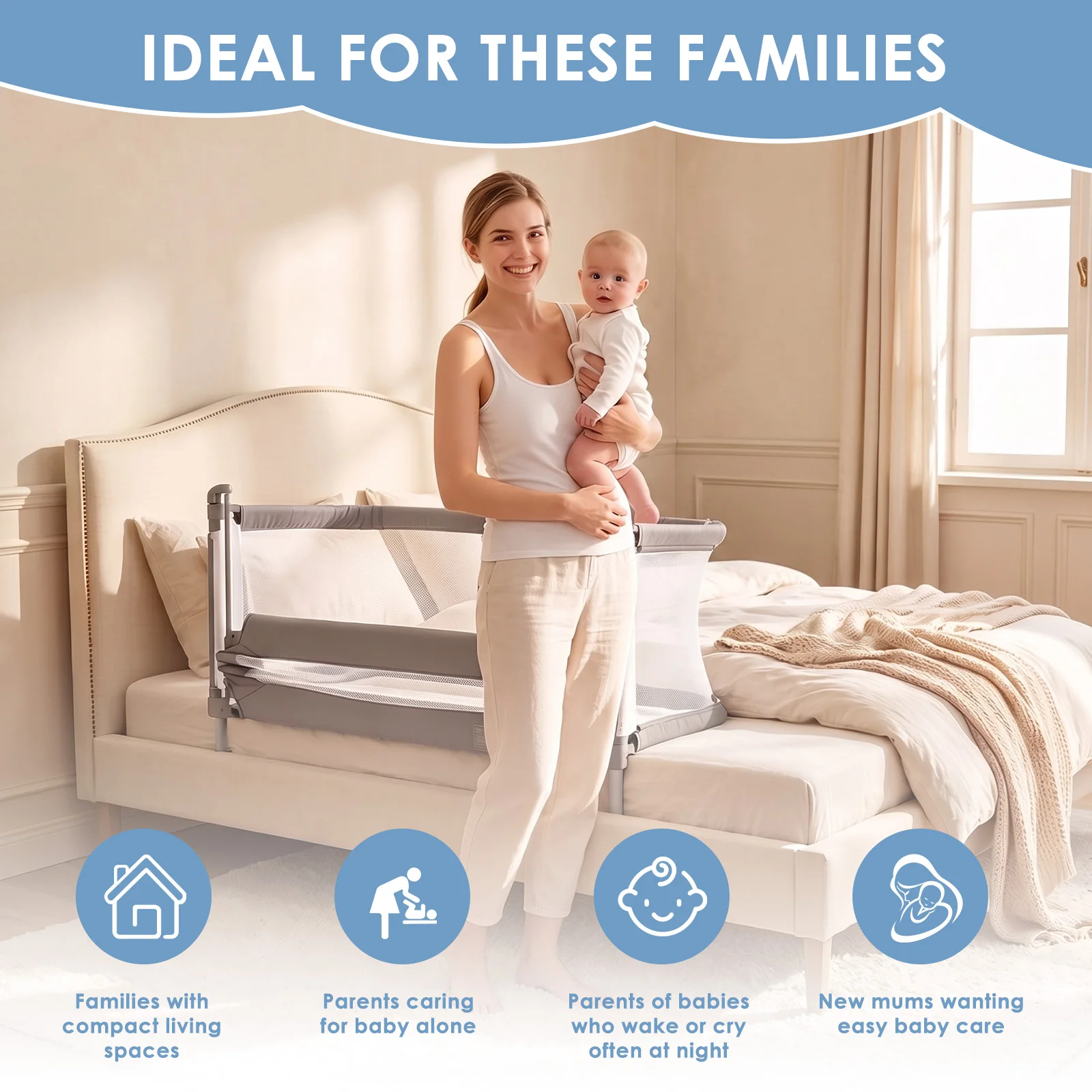 Baby bassinets bedside sleeper, co sleeping bed for baby, for co sleeper for baby in bed, Portable Crib, breathable and visible mesh window