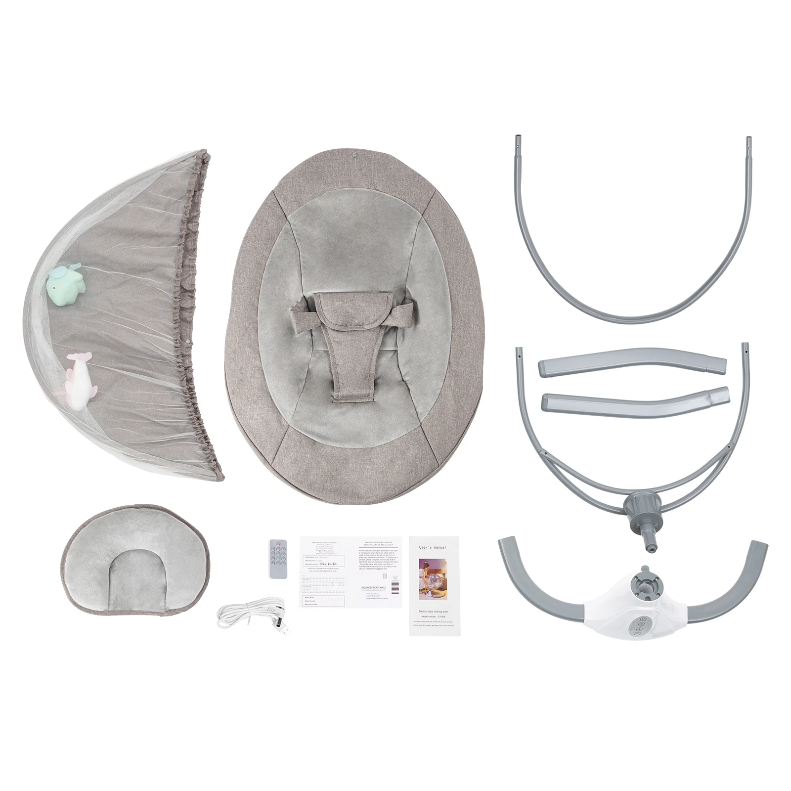  Baby Swing Chair w/ Built-in Music, Electric Baby Rocker, Lightweight Infant Rocker Seat for 0-18 Months