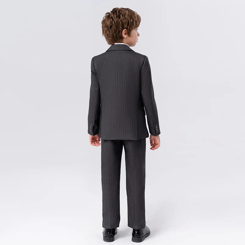 90-170 Kids Spring 5Pieces/Set Jacket Vest Pants Bowtie Brooch Party Dress Boys Host Costume Children Graduation Photograph Suit