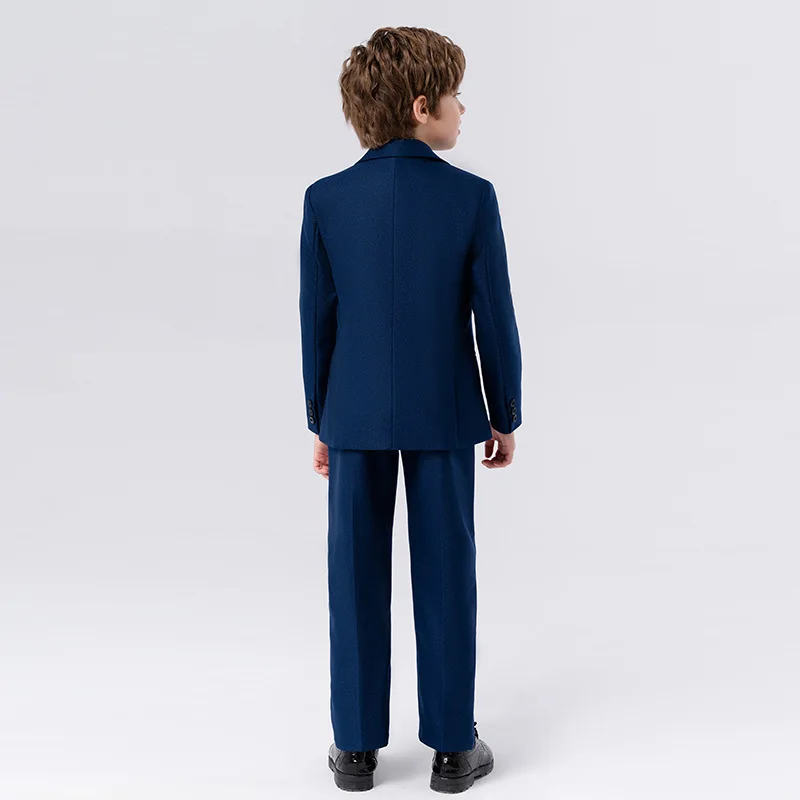 90-170 Kids Spring 5Pieces/Set Jacket Vest Pants Bowtie Brooch Party Dress Boys Host Costume Children Graduation Photograph Suit