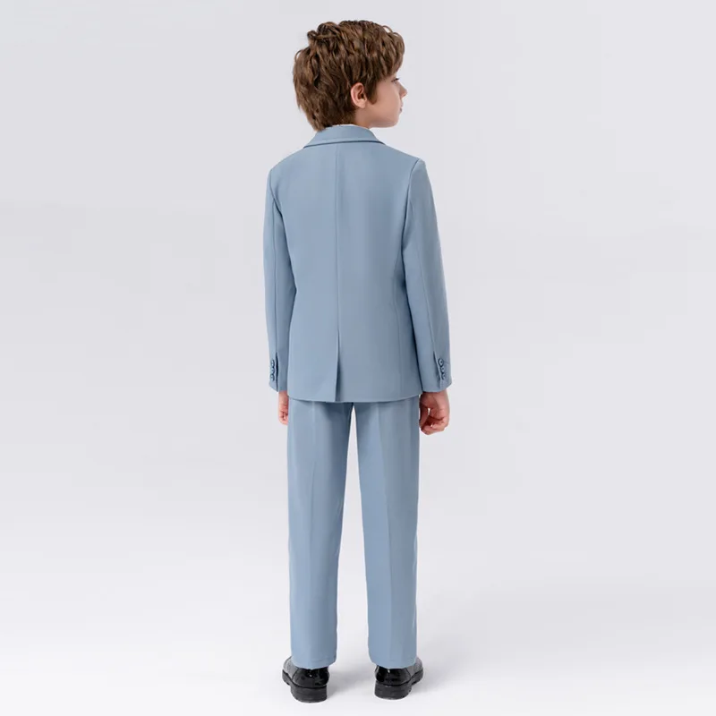 90-170 Kids Spring 5Pieces/Set Jacket Vest Pants Bowtie Brooch Party Dress Boys Host Costume Children Graduation Photograph Suit