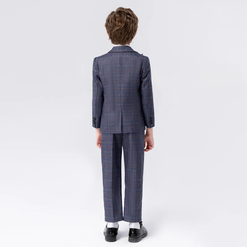 90-170 Kids Spring 5Pieces/Set Jacket Vest Pants Bowtie Brooch Party Dress Boys Host Costume Children Graduation Photograph Suit