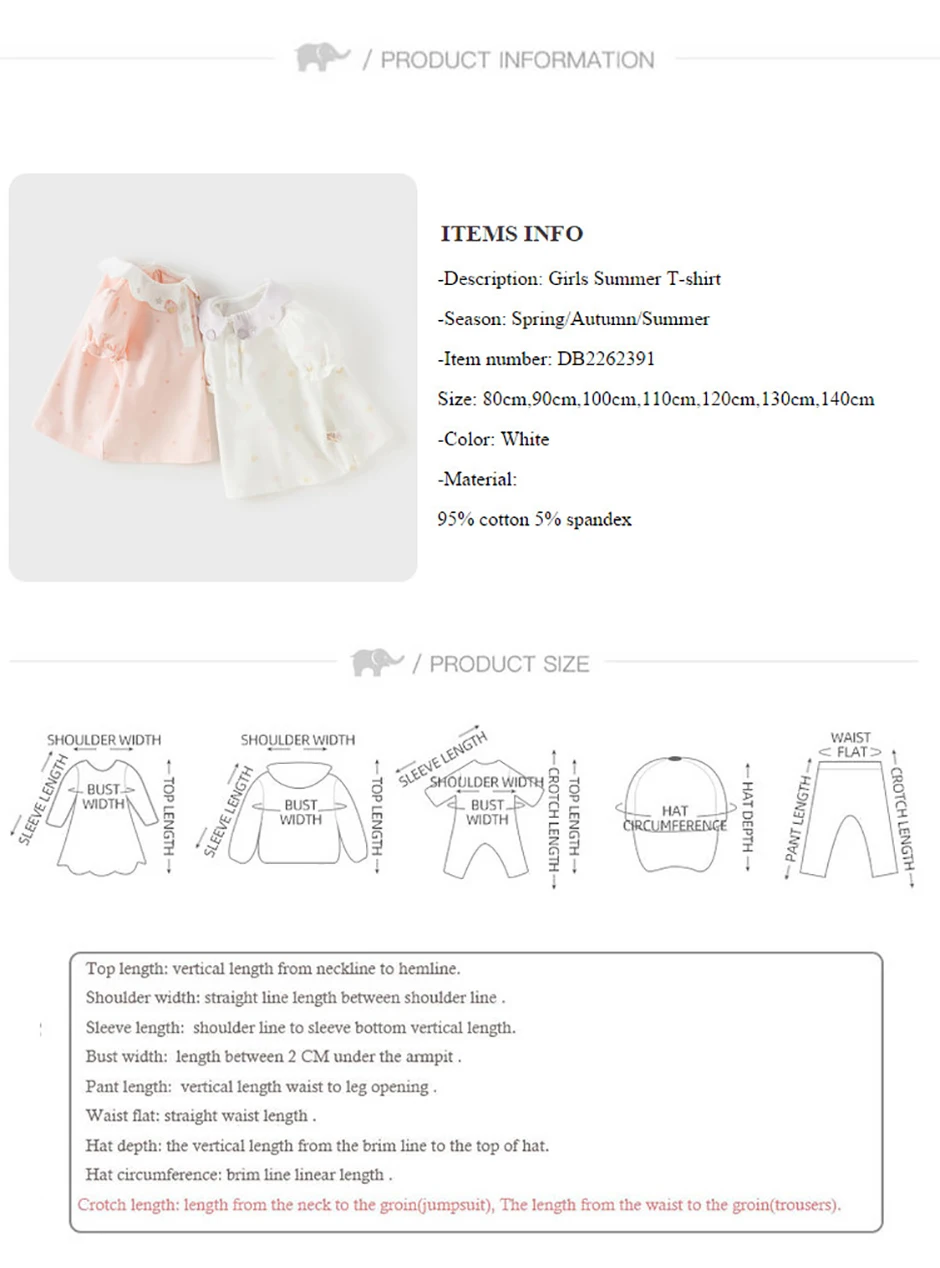 Dave Bella Girl Polo T-shirts Kids Summer Printed Tees Children Short Sleeve Cotton Tops Casual Outdoor Clothes DB2262391