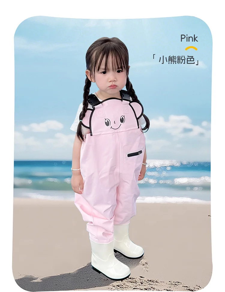 Kids Waterproof Bib Overalls With Boots Toddler Waders Lightweight Beach Jumpsuit For Fishing Creek Play Kindergarten Water Gear