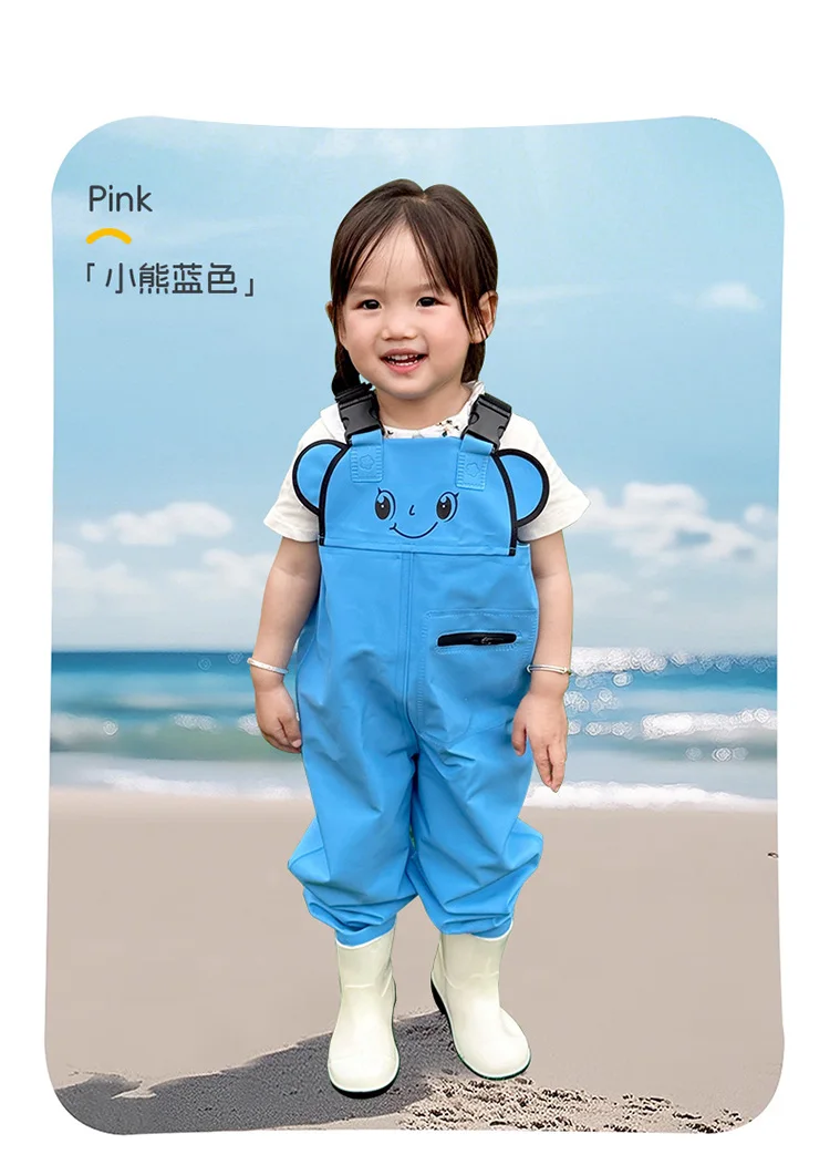 Kids Waterproof Bib Overalls With Boots Toddler Waders Lightweight Beach Jumpsuit For Fishing Creek Play Kindergarten Water Gear