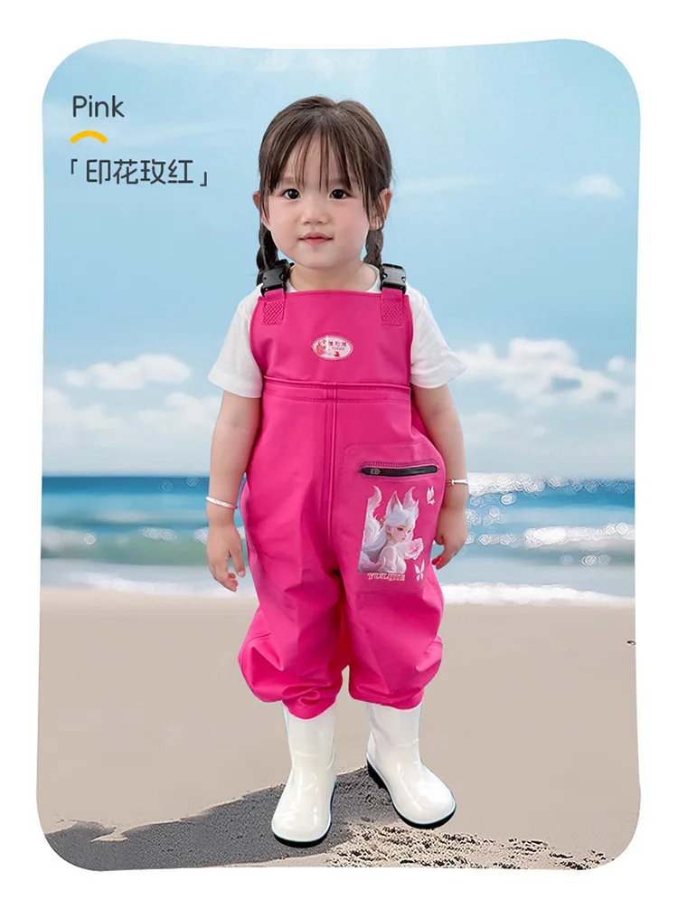 Kids Waterproof Bib Overalls With Boots Toddler Waders Lightweight Beach Jumpsuit For Fishing Creek Play Kindergarten Water Gear