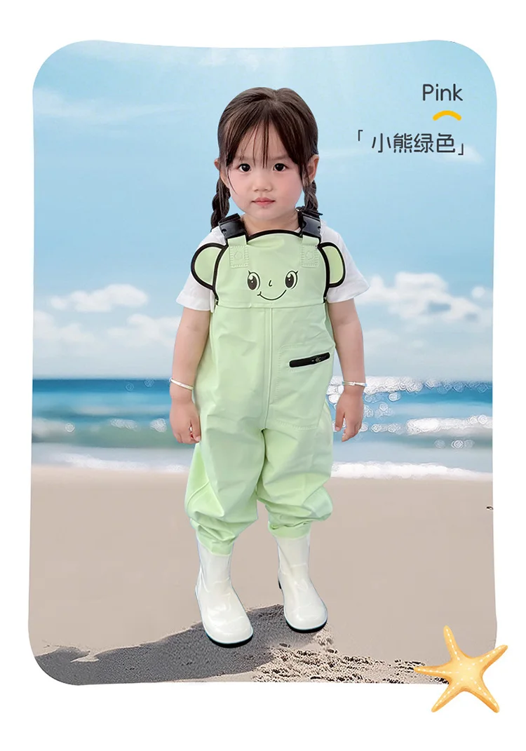 Kids Waterproof Bib Overalls With Boots Toddler Waders Lightweight Beach Jumpsuit For Fishing Creek Play Kindergarten Water Gear