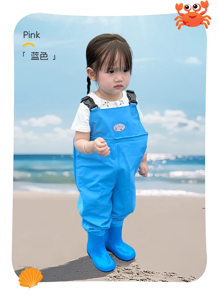 Kids Waterproof Bib Overalls With Boots Toddler Waders Lightweight Beach Jumpsuit For Fishing Creek Play Kindergarten Water Gear