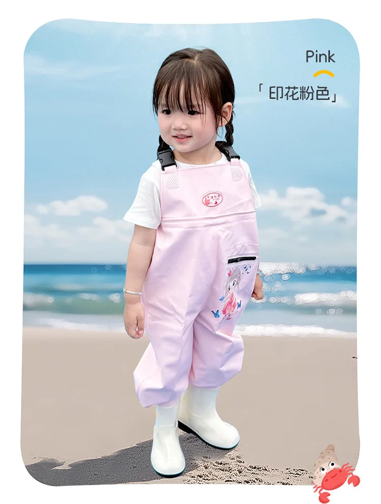 Kids Waterproof Bib Overalls With Boots Toddler Waders Lightweight Beach Jumpsuit For Fishing Creek Play Kindergarten Water Gear