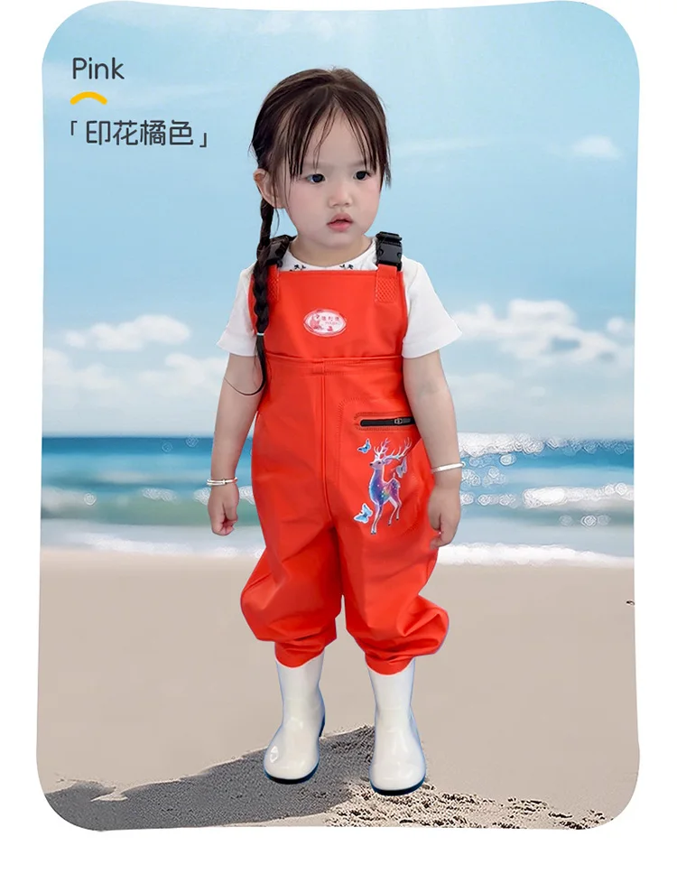Kids Waterproof Bib Overalls With Boots Toddler Waders Lightweight Beach Jumpsuit For Fishing Creek Play Kindergarten Water Gear