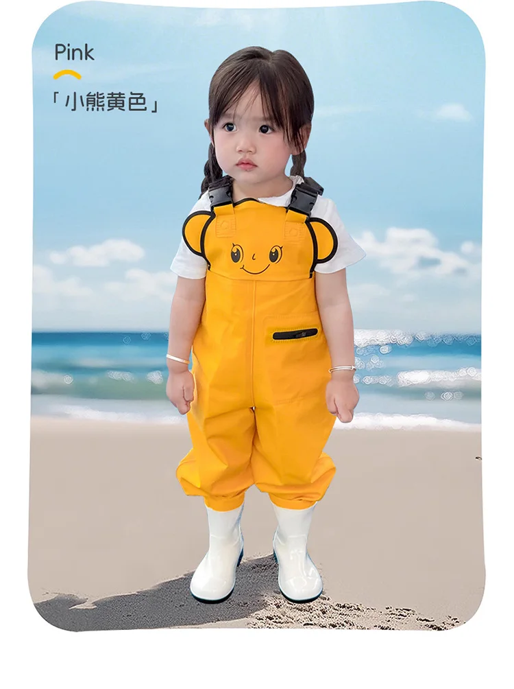 Kids Waterproof Bib Overalls With Boots Toddler Waders Lightweight Beach Jumpsuit For Fishing Creek Play Kindergarten Water Gear