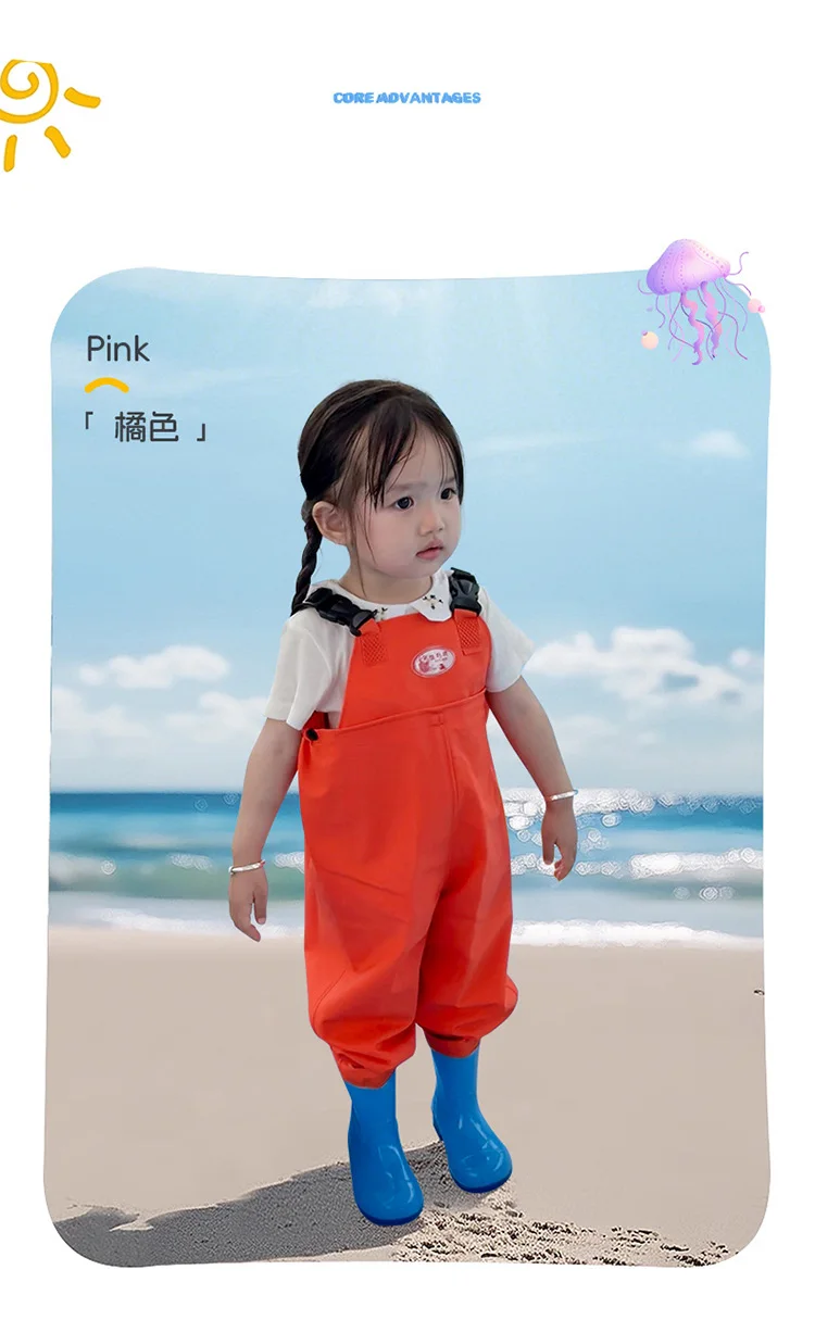 Kids Waterproof Bib Overalls With Boots Toddler Waders Lightweight Beach Jumpsuit For Fishing Creek Play Kindergarten Water Gear