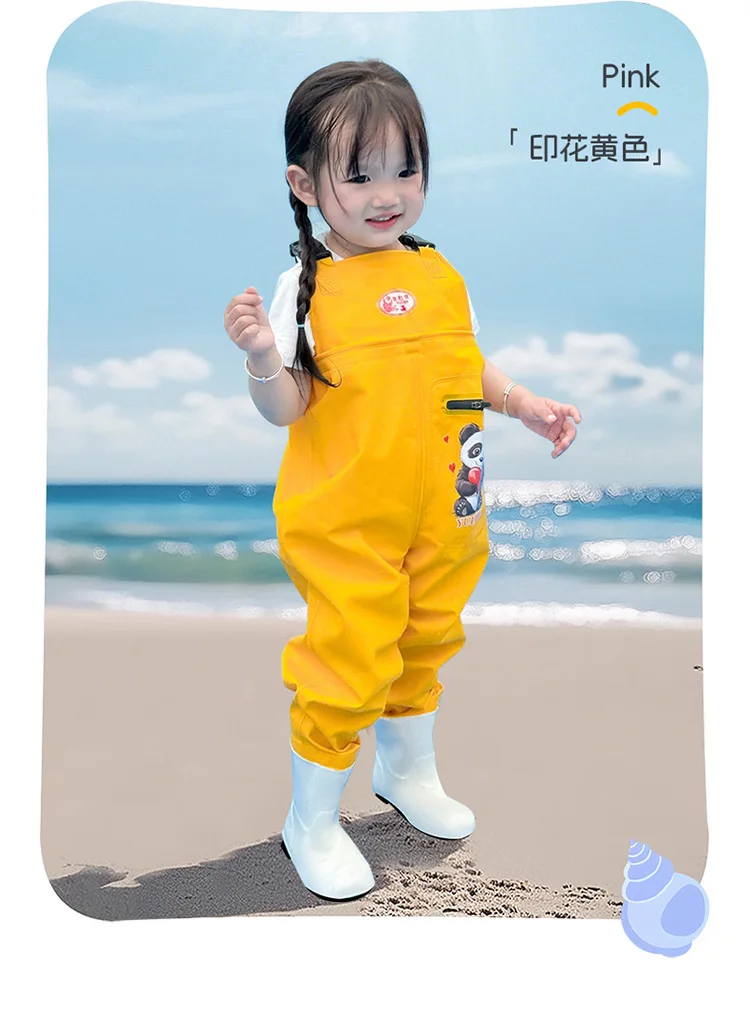 Kids Waterproof Bib Overalls With Boots Toddler Waders Lightweight Beach Jumpsuit For Fishing Creek Play Kindergarten Water Gear