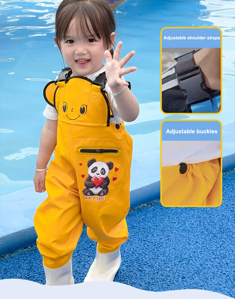 Kids Waterproof Bib Overalls With Boots Toddler Waders Lightweight Beach Jumpsuit For Fishing Creek Play Kindergarten Water Gear