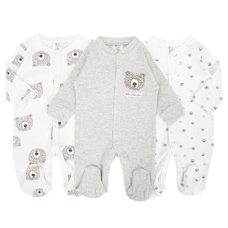 IYEAL Spring Baby Boys Girls Pure Cotton Jumpsuit 3Pcs/Lot Comfortable Breathable Pajamas For Newborns Baby Jumpsuit