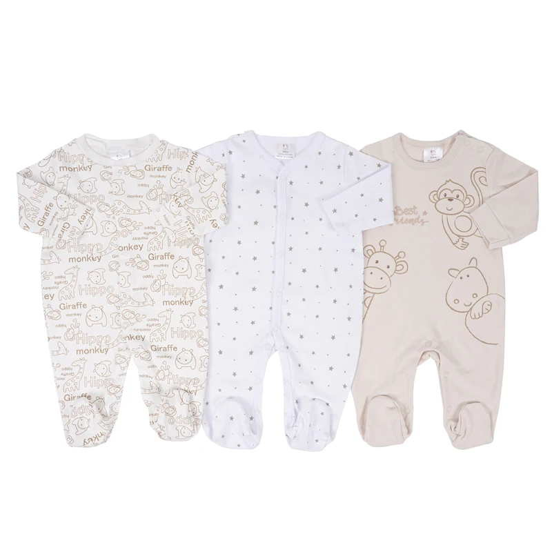 IYEAL Spring Baby Boys Girls Pure Cotton Jumpsuit 3Pcs/Lot Comfortable Breathable Pajamas For Newborns Baby Jumpsuit
