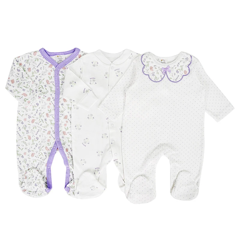 IYEAL Spring Baby Boys Girls Pure Cotton Jumpsuit 3Pcs/Lot Comfortable Breathable Pajamas For Newborns Baby Jumpsuit