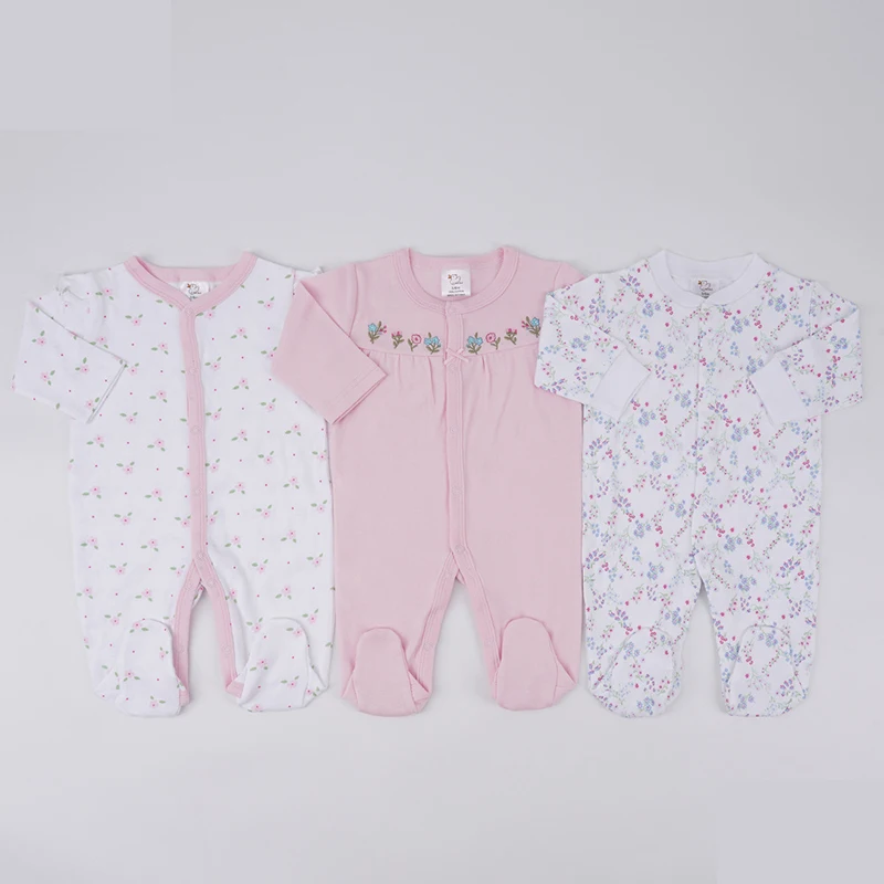 IYEAL Spring Baby Boys Girls Pure Cotton Jumpsuit 3Pcs/Lot Comfortable Breathable Pajamas For Newborns Baby Jumpsuit