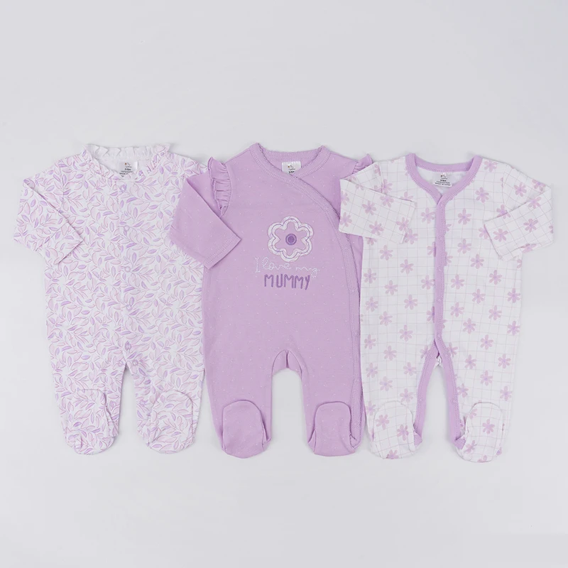 IYEAL Spring Baby Boys Girls Pure Cotton Jumpsuit 3Pcs/Lot Comfortable Breathable Pajamas For Newborns Baby Jumpsuit