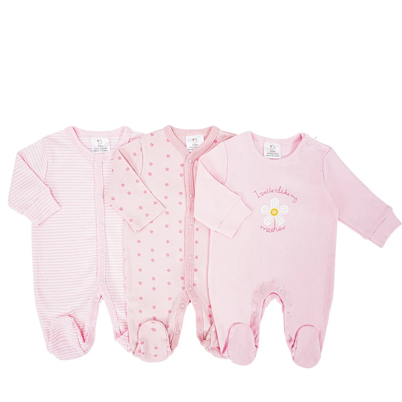 IYEAL Spring Baby Boys Girls Pure Cotton Jumpsuit 3Pcs/Lot Comfortable Breathable Pajamas For Newborns Baby Jumpsuit