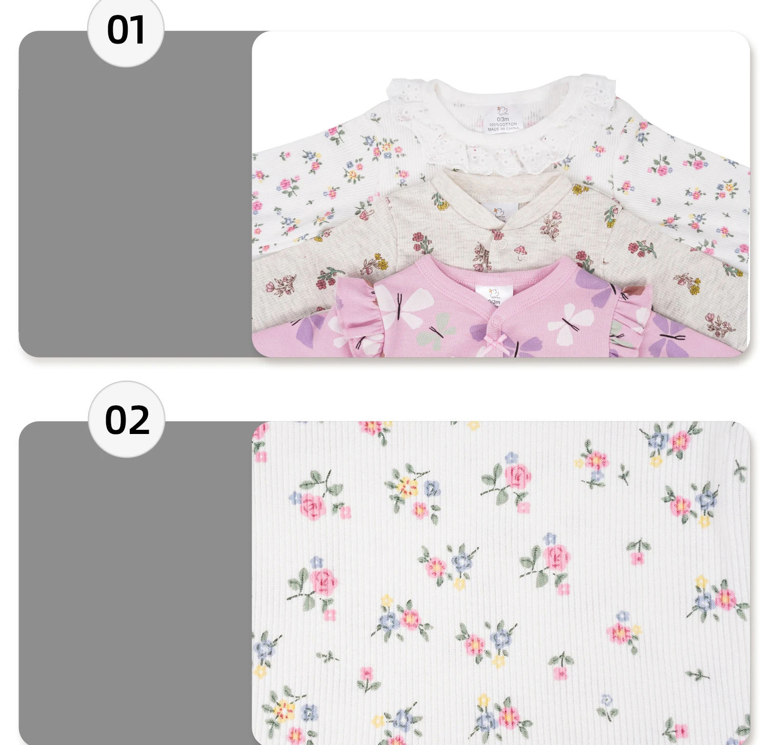 IYEAL Spring Baby Boys Girls Pure Cotton Jumpsuit 3Pcs/Lot Comfortable Breathable Pajamas For Newborns Baby Jumpsuit