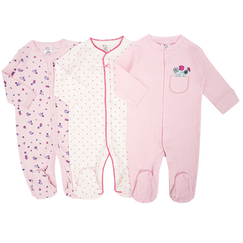 IYEAL Spring Baby Boys Girls Pure Cotton Jumpsuit 3Pcs/Lot Comfortable Breathable Pajamas For Newborns Baby Jumpsuit