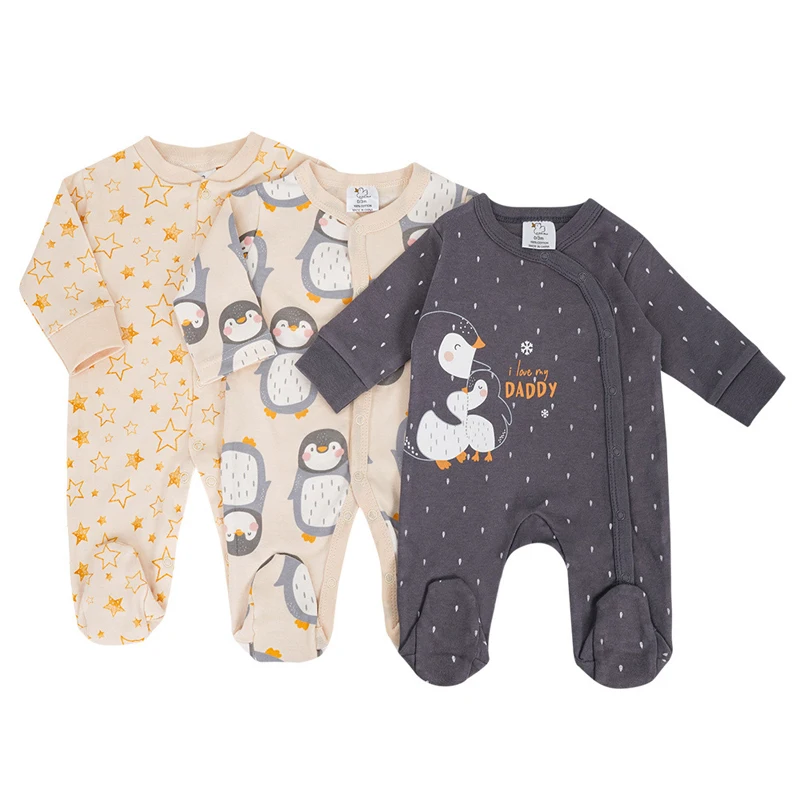 IYEAL Spring Baby Boys Girls Pure Cotton Jumpsuit 3Pcs/Lot Comfortable Breathable Pajamas For Newborns Baby Jumpsuit