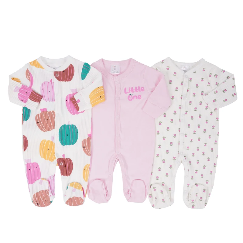 IYEAL Spring Baby Boys Girls Pure Cotton Jumpsuit 3Pcs/Lot Comfortable Breathable Pajamas For Newborns Baby Jumpsuit