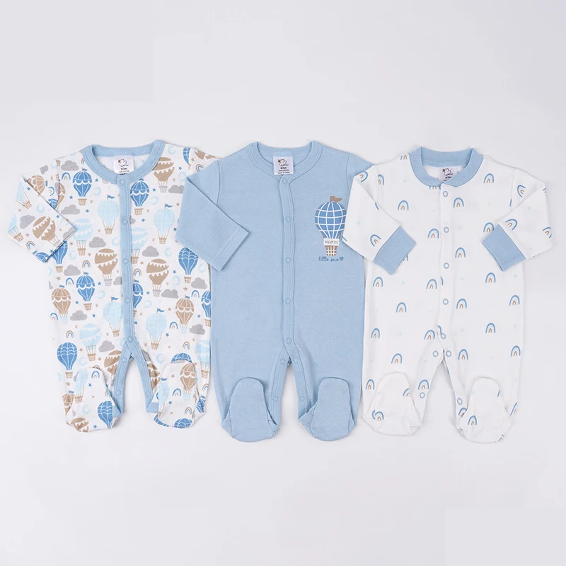 IYEAL Spring Baby Boys Girls Pure Cotton Jumpsuit 3Pcs/Lot Comfortable Breathable Pajamas For Newborns Baby Jumpsuit