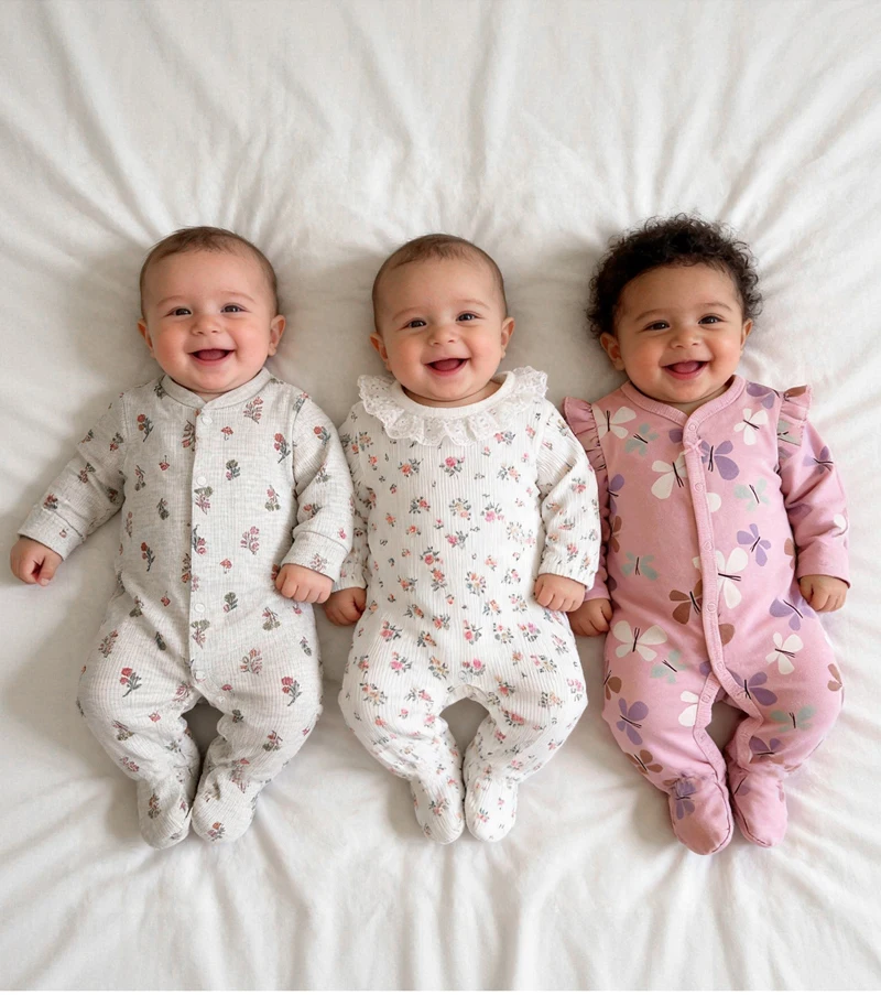 IYEAL Spring Baby Boys Girls Pure Cotton Jumpsuit 3Pcs/Lot Comfortable Breathable Pajamas For Newborns Baby Jumpsuit