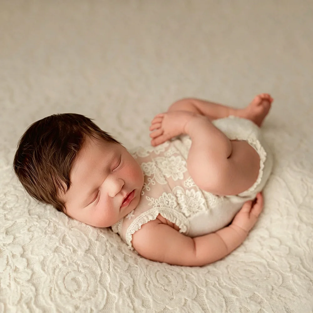 Newborn Photography Props Lace Romper Bodysuit Infant Photo Shoot Outfits Baby Girl Portrait Picture Shooting Posing Clothing