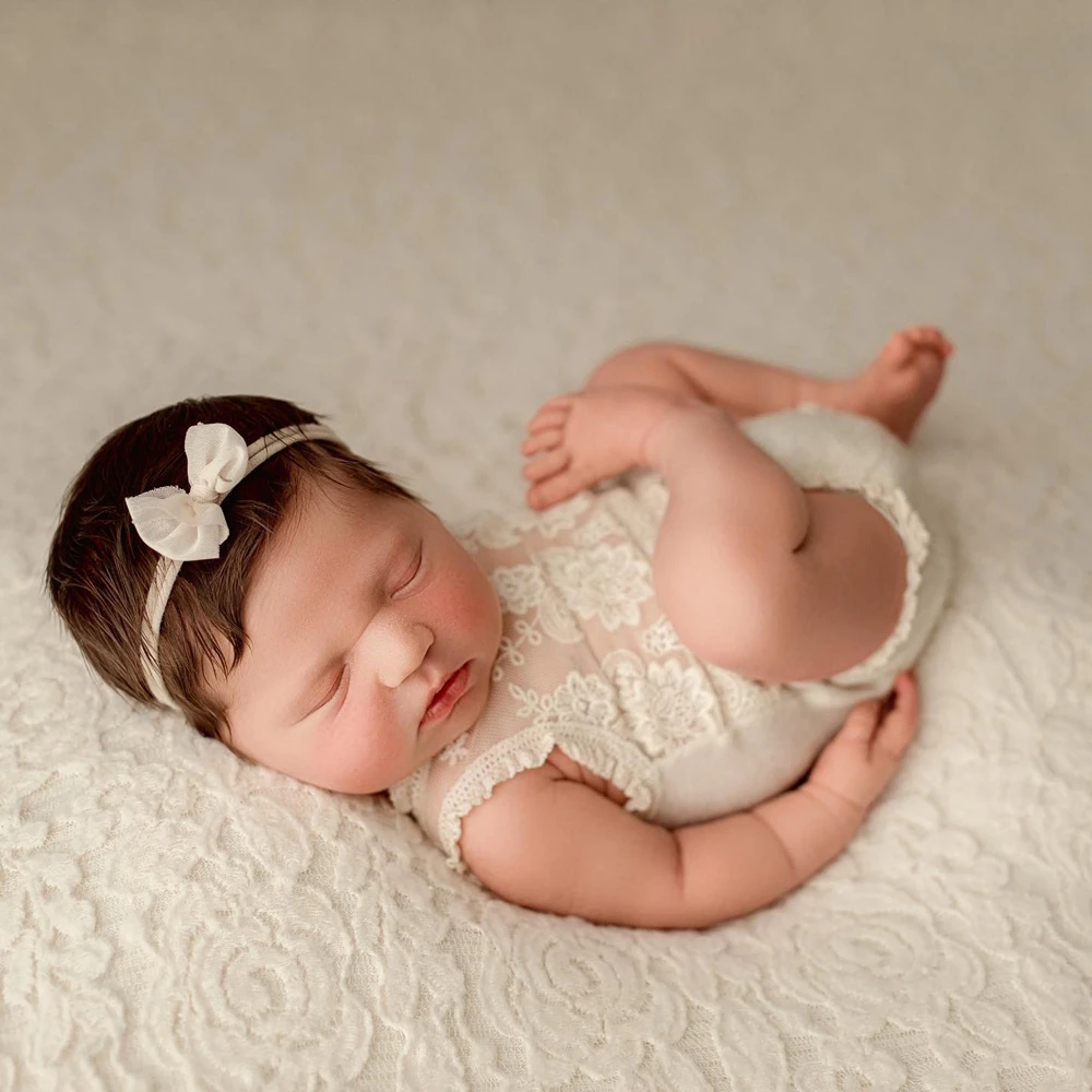Newborn Photography Props Lace Romper Bodysuit Infant Photo Shoot Outfits Baby Girl Portrait Picture Shooting Posing Clothing