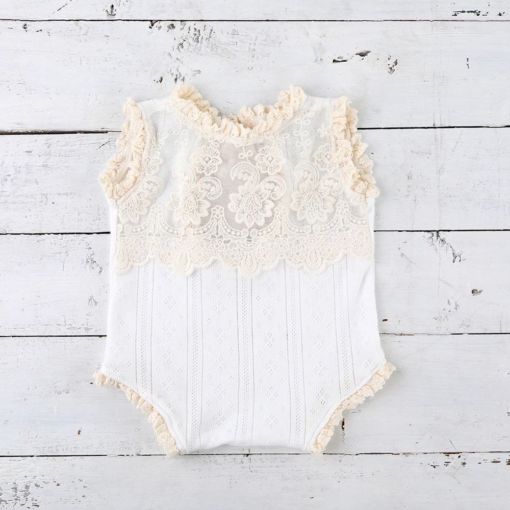 Newborn Photography Props Lace Romper Bodysuit Infant Photo Shoot Outfits Baby Girl Portrait Picture Shooting Posing Clothing