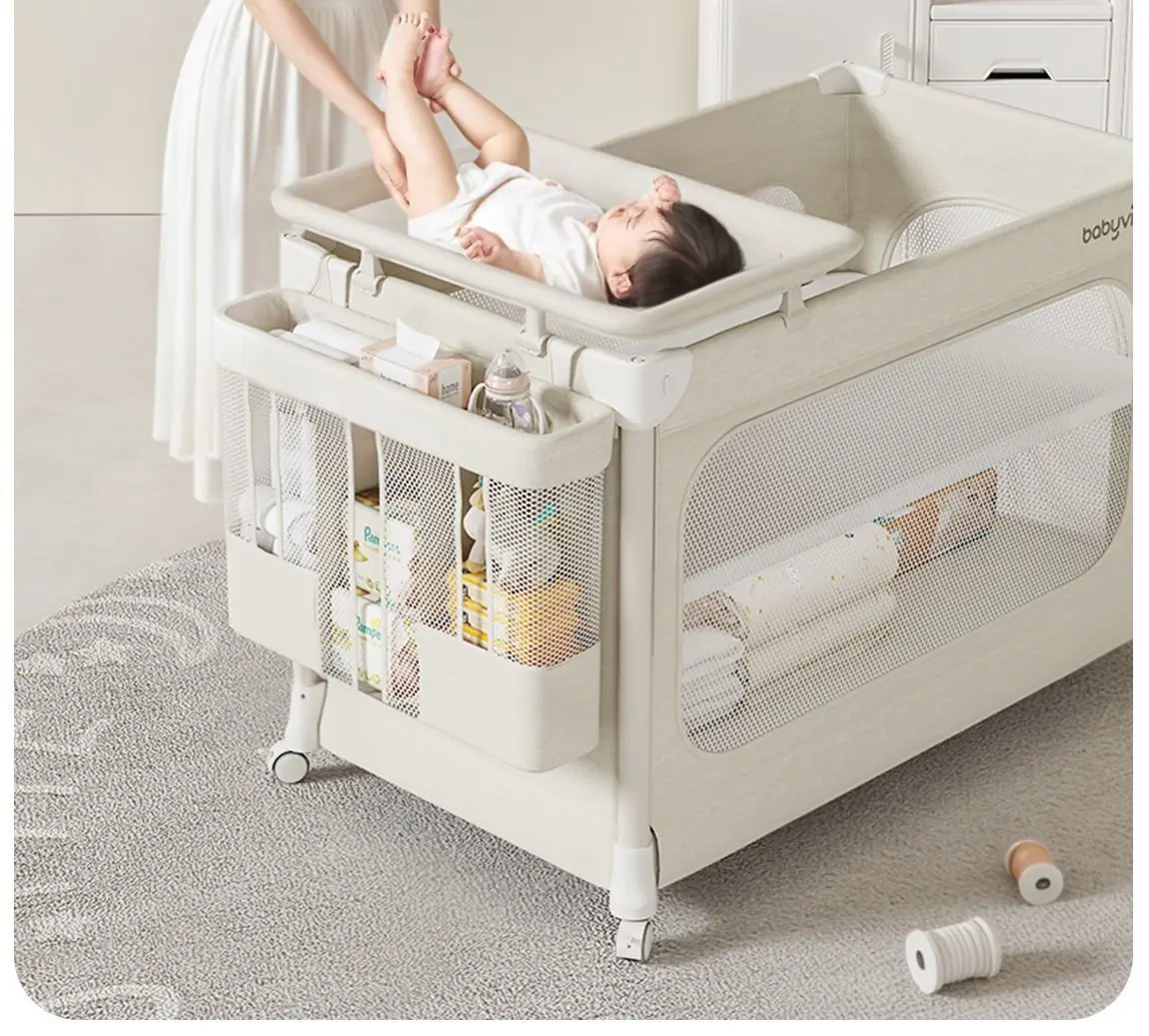 Crib Newborn Splice King Bed Shaking Bed Portable Movable Folding Multifunctional Crib