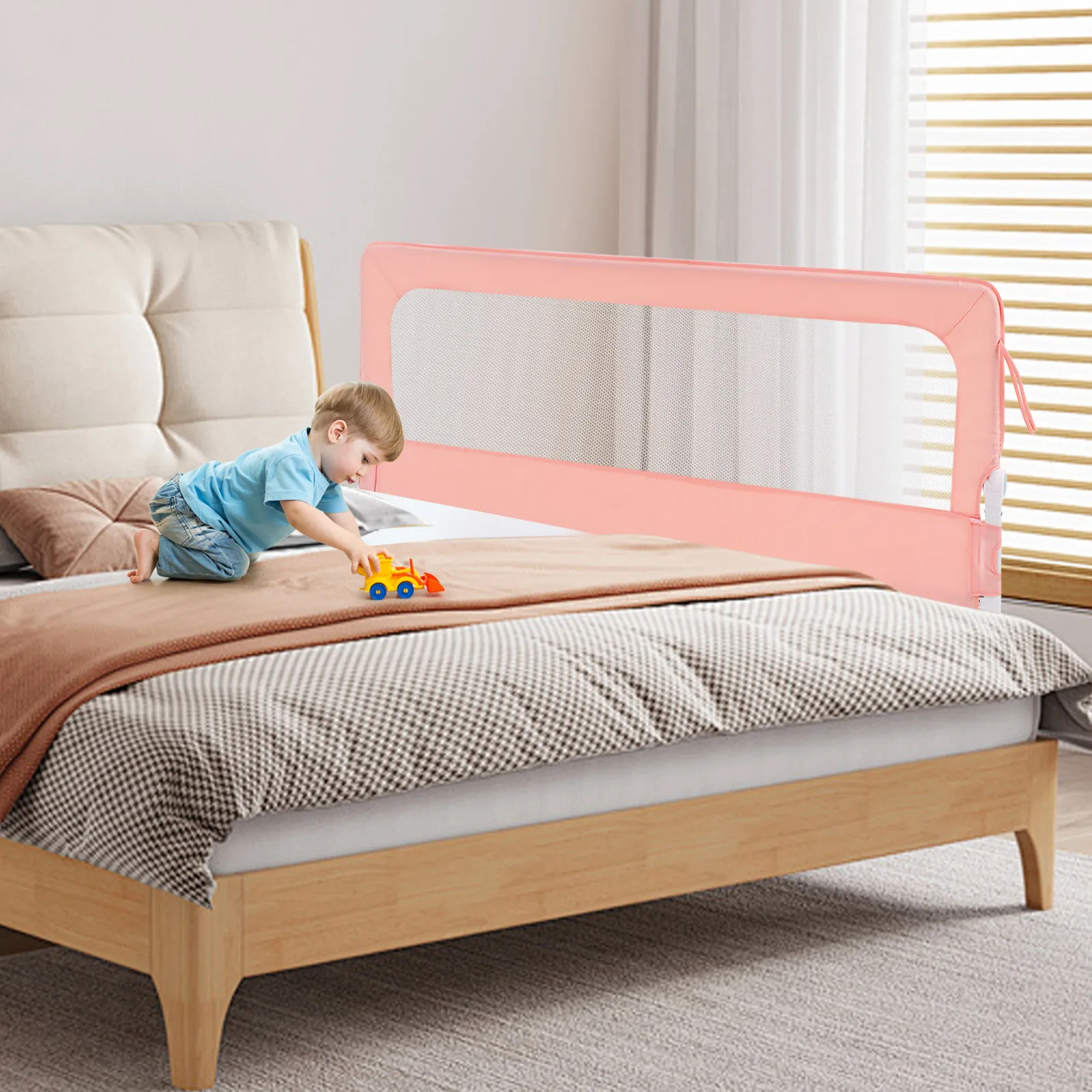 Bed Rails Guard, Adjustable Beds Rail, No Drill Foldable Bed Safety Barrier for Toddlers