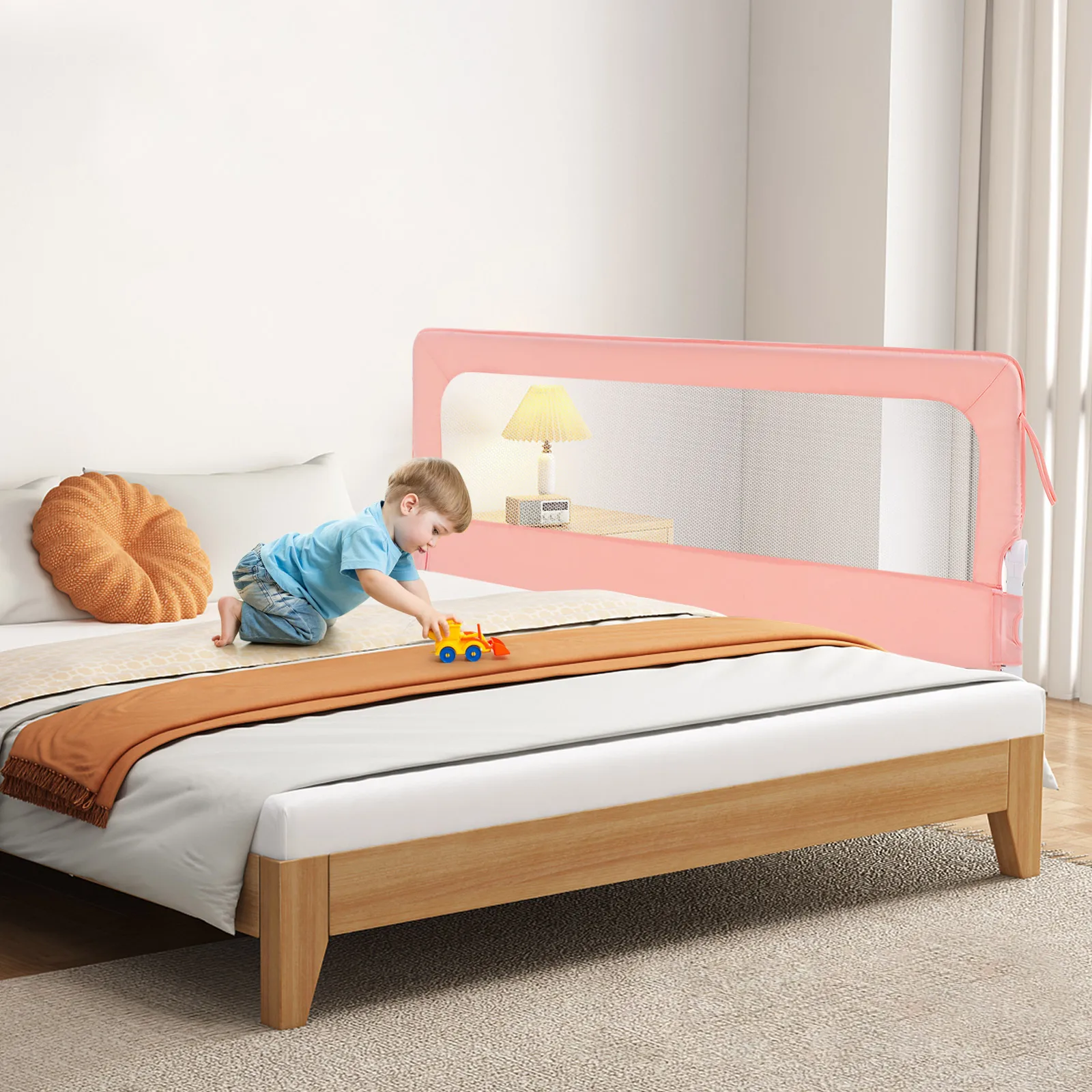 Bed Rails Guard, Adjustable Beds Rail, No Drill Foldable Bed Safety Barrier for Toddlers