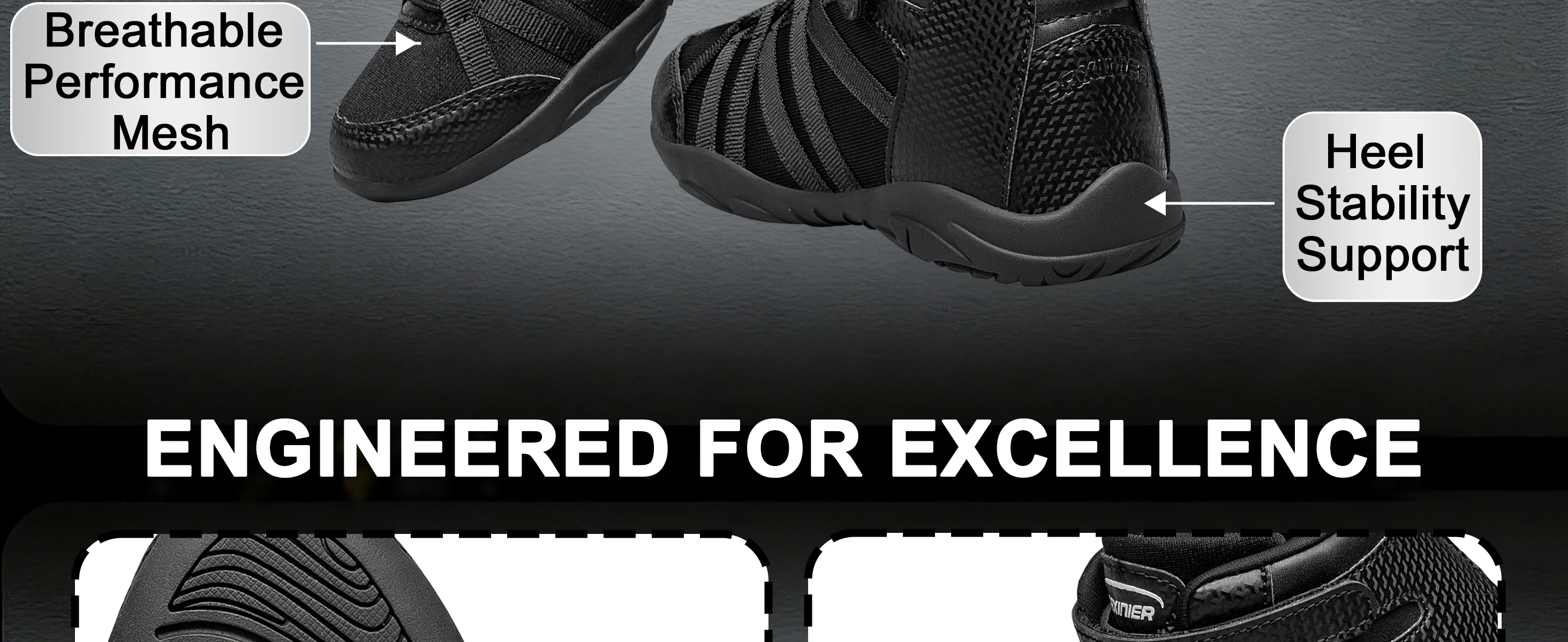 BAXINIER Black High Top Cheer Shoes for Youth Girls Boys Cheerleading Sneakers Ankle Support Breathable Mesh Hook Loop Closure Soft Insole Anti-Slip Rubber Outsole Athletic Training Dance