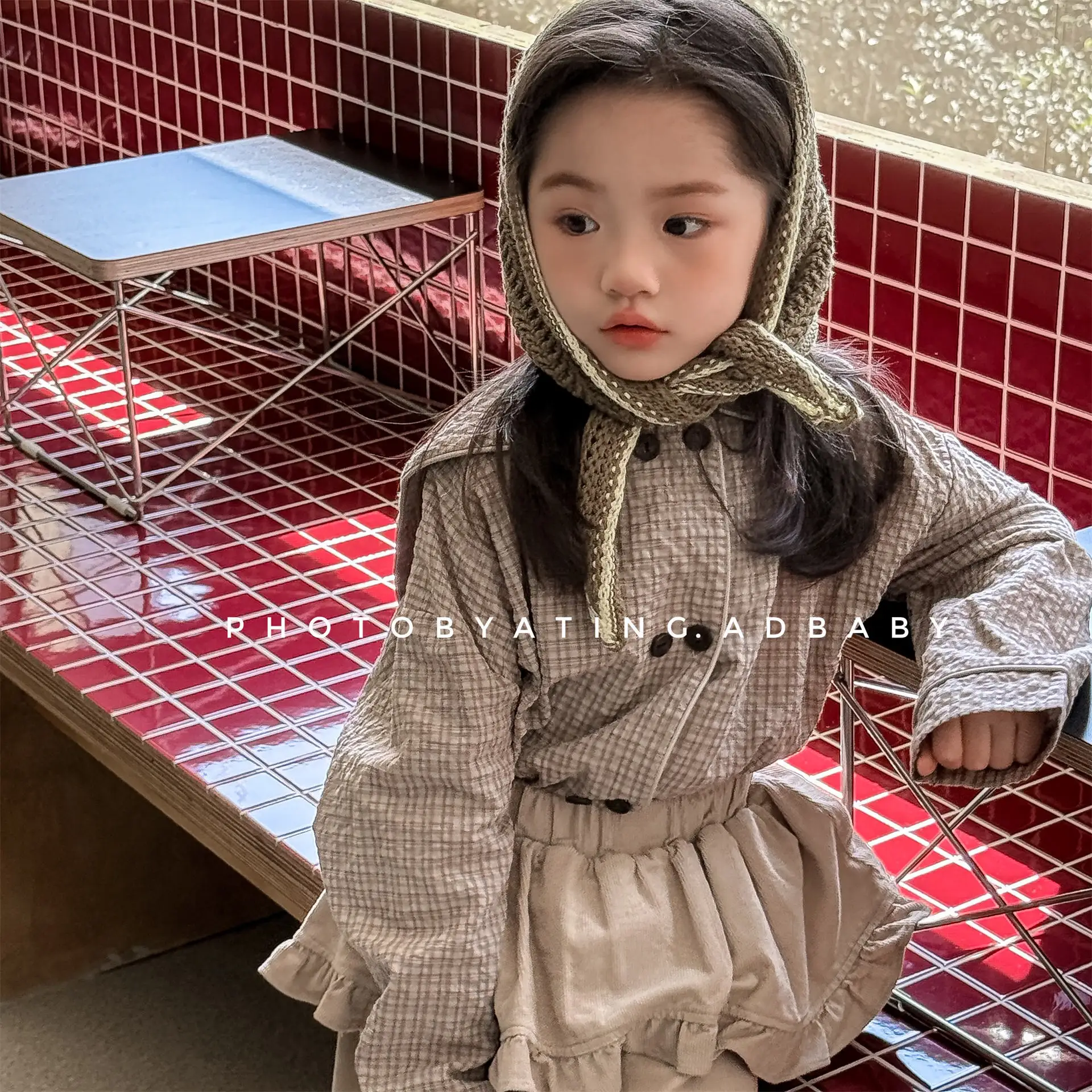 2026 Autumn New Girls Plaid Shirts Children Long Sleeve Tops Baby Girl Large Lapel Cotton Linen Blouse Kids Casual Tops