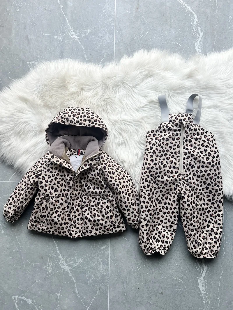Girls' Down Jacket 2026 Winter New Printed Fashionable Windproof And Warm Children's Hooded Cotton Jacket Thickened Ski Jacket