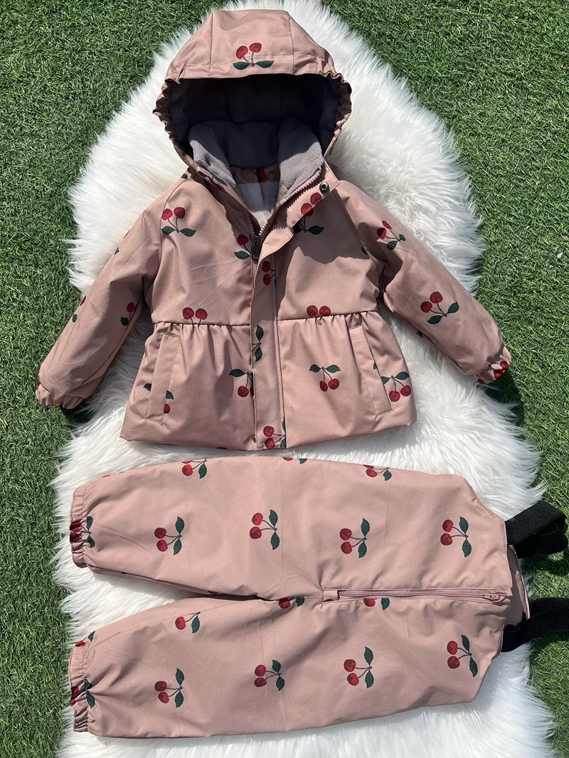 Girls' Down Jacket 2026 Winter New Printed Fashionable Windproof And Warm Children's Hooded Cotton Jacket Thickened Ski Jacket