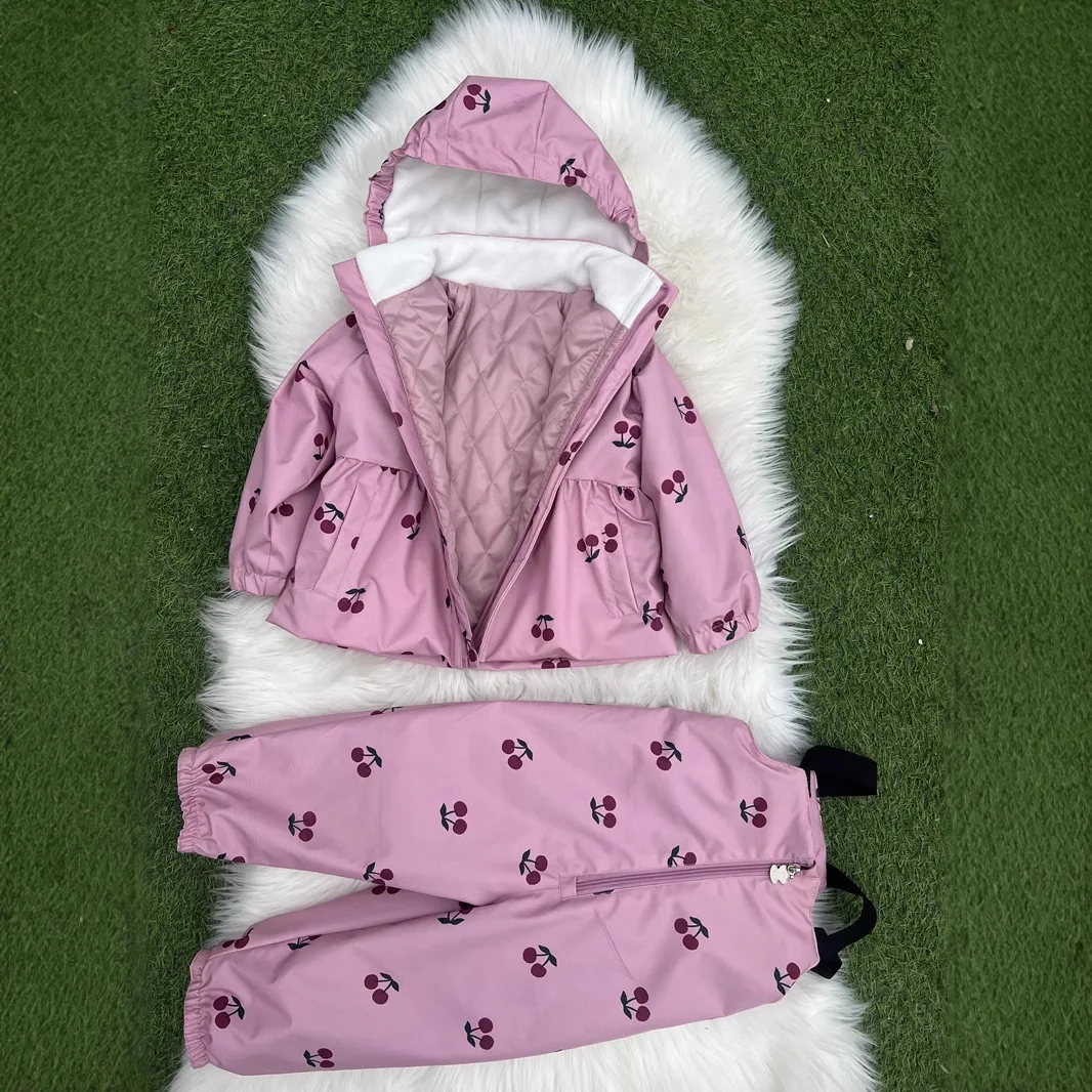 Girls' Down Jacket 2026 Winter New Printed Fashionable Windproof And Warm Children's Hooded Cotton Jacket Thickened Ski Jacket