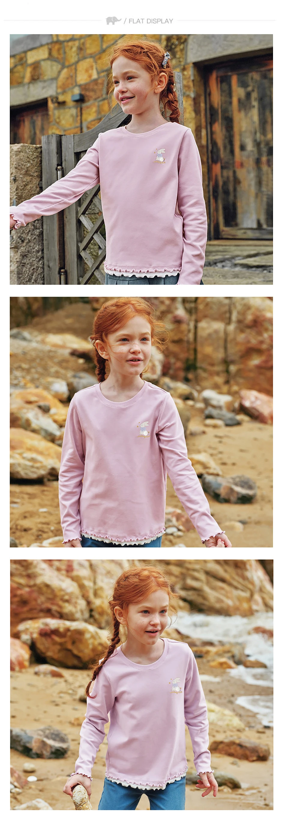 Dave Bella Girls Spring Autumn T-shirt Children Long Sleeve Pullover Casual Kids Outdoor Bottoming Tops Clothes DK3263344
