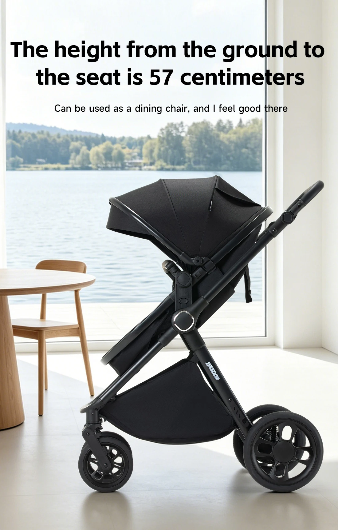 3 In 1 Height Adjustable High View Baby Pushchair Matching Safety Infant Carrier Car Seat, Portable Lightweight Wear-Resistant Aluminum Support Bracket, Sweat-Proof Breathable Linen Summer Liner, Labor-Saving One-Step Fold Design Infant Pram, Multi-Angle